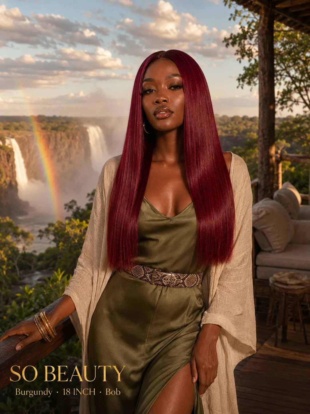 Burgundy Double-Drawn Bob 18 inch