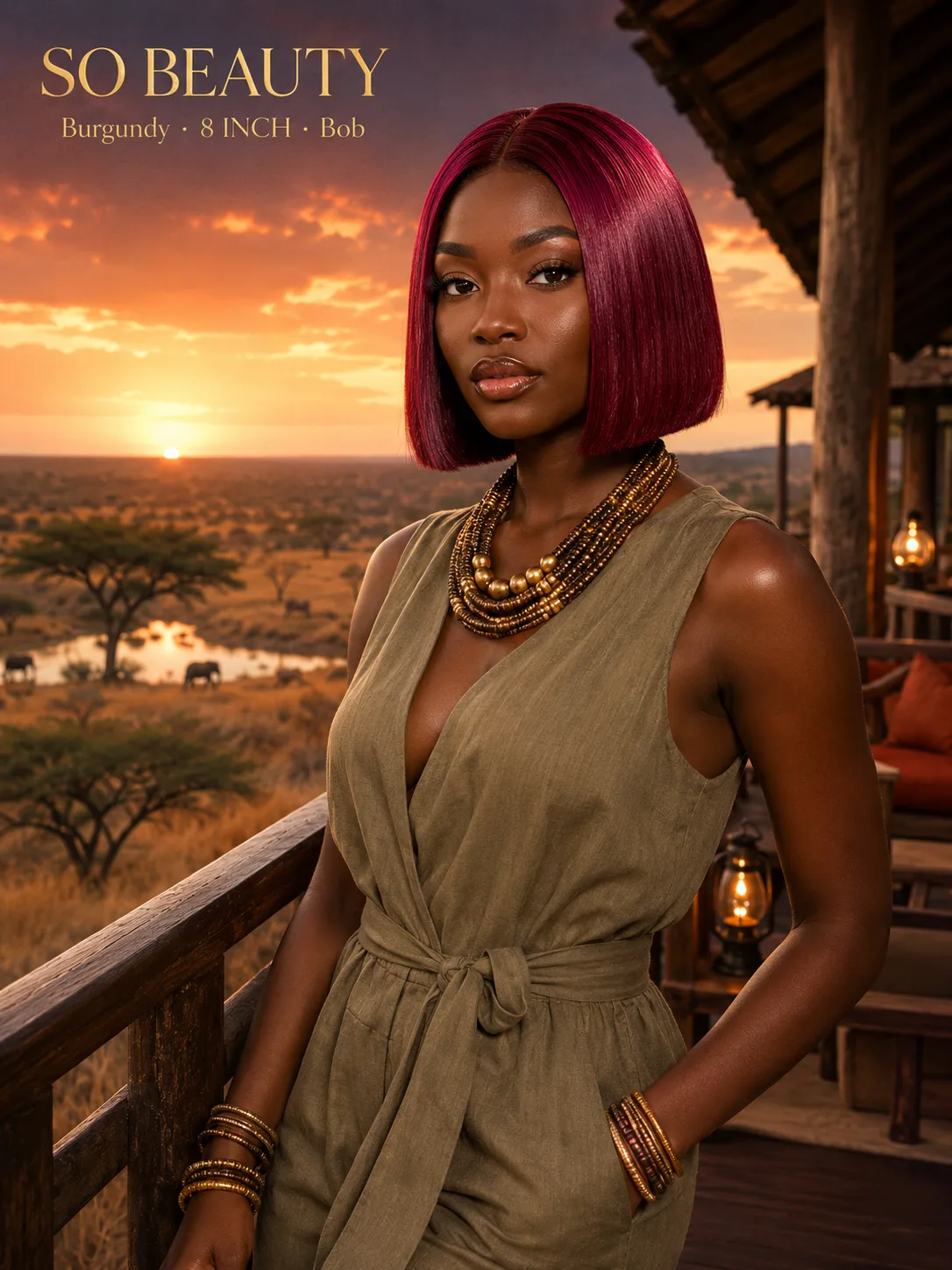 Burgundy Double-Drawn Human Hair Bob Wig in South Africa