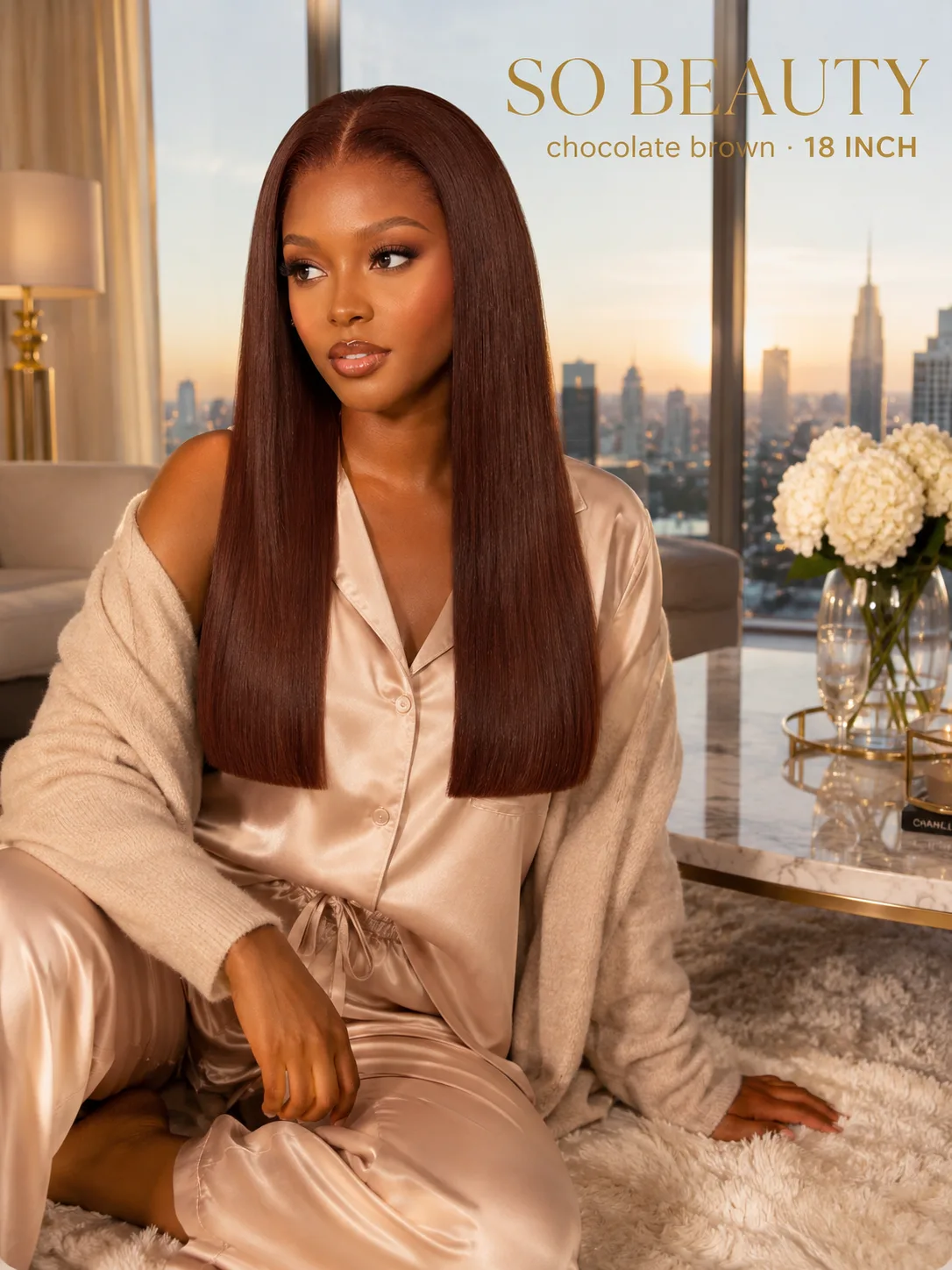 Chocolate Brown Double-Drawn Bob 18 inch