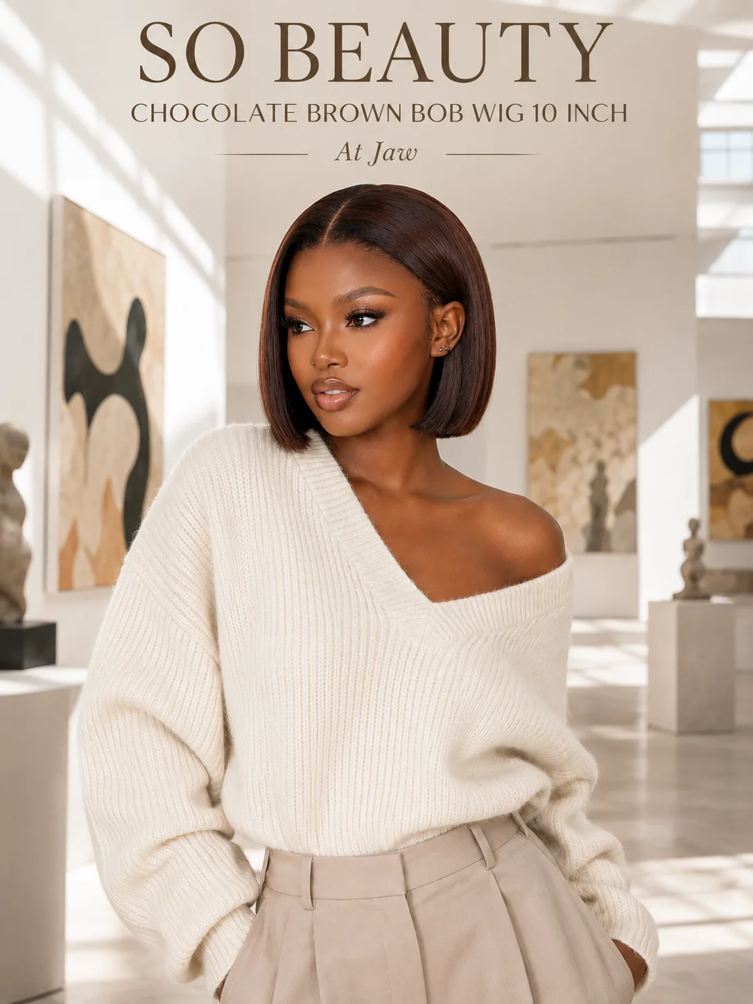 Chocolate Brown Double-Drawn Human Hair Bob Wig in South Africa
